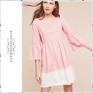 Anthropologie Pink/Ivory Denim Dress
